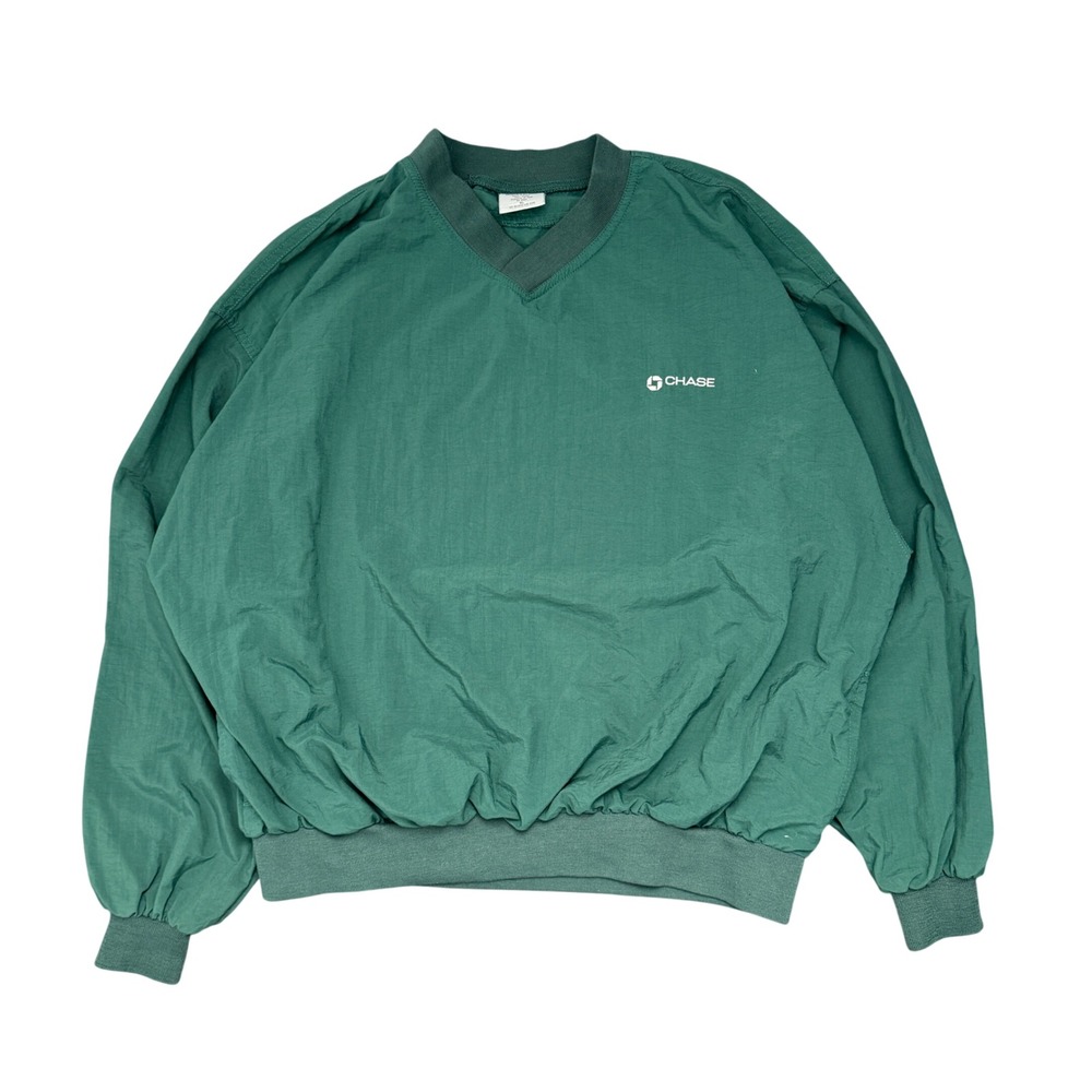 Vintage Munsingwear Chase Bank Nylon Windshirt Pullover Green Mens XL USA Made